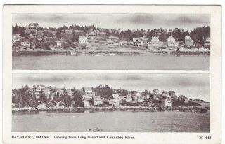 Two Views Of Bay Point,  Maine Graves Vintage Postcard
