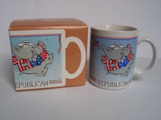 Hallmark Elephant Republican Coffee Mug Go Go Go Gop Vintage 1988 Japan