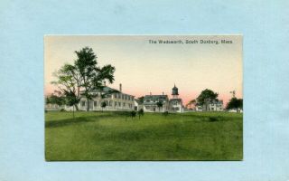 S.  Duxbury,  Ma.  Vintage Hand - Colored Postcard View Of Wadsworth Inn & Cottages