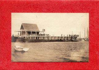 Duxbury,  Ma Real Photo Postcard Of " Third Yacht Club " Built 1896,  Replaced 1913