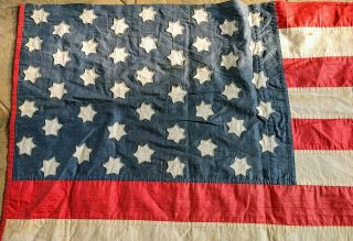 Antique 45 Star American Flag from late 1800 ' s.  Handmade hand sewn. 2