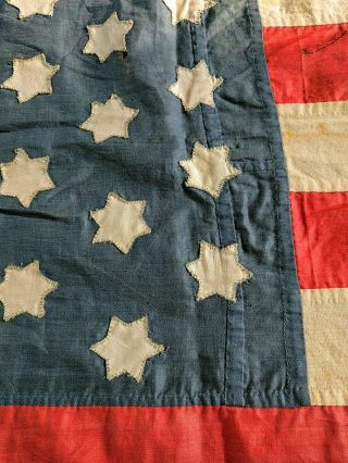 Antique 45 Star American Flag from late 1800 ' s.  Handmade hand sewn. 3