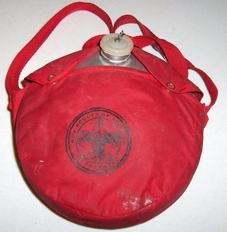 Vintage Official Boy Scouts Of America Canteen With Nylon Shoulder Bag