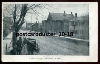 2534 - Streetsville Ontario 1908 Mississauga.  Street View.  Wagon Horse