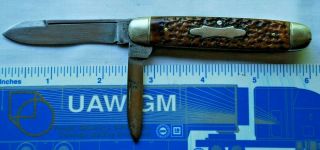 Antique York Knife Co.  Walden Pocket Knife - 2 Blade/bone Handle Brass Lined