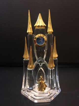 Disney Franklin Austrian Crystal Cinderella’s Castle Clock 24k Gold Plate