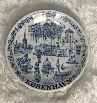 Kobenhavn Blue And White Souvenir 4 " Plate Scenes Of Copenhagen Denmark