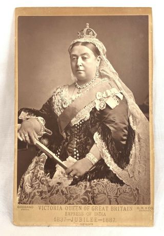 Rare Bassano G.  R.  & Co.  London 1837 - 1887 Queen Victorian Jubilee Cabinet Photo
