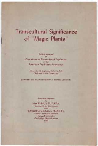 Transcultural Significance Of " Magic Plants " 1965 - Peyote,  Caapi,  Teonanacatl, .