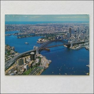 Aerial View Of Sydney Harbour 1981 Postcard (p358)