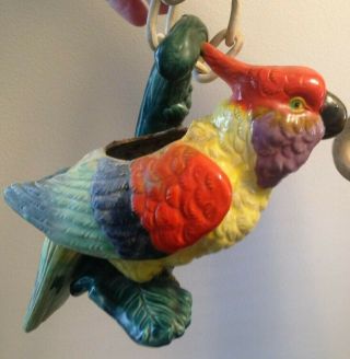 Vintage Maruhon Ceramic Pottery Parrot Hanging Planter & Bisque Chain Japan