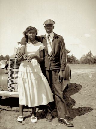 1950s Era Photo Negative Car Young Old Married Couple Seneca South Carolina