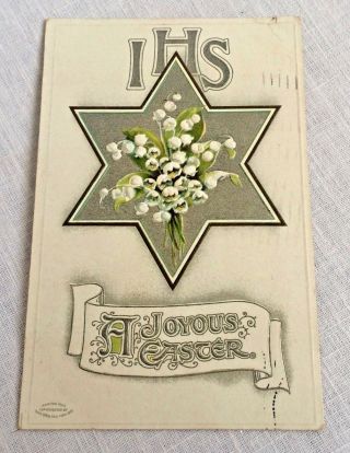 1910 Joyous Easter Greeting Postcard Star Of David Printed In Germany