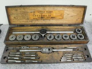 Vintage Wells Brothers Little Giant Tap & Die Set In Wooden Box - Complete