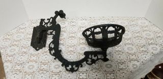 Antique Victorian Ornate Cast Iron Oil Lamp Holder Sconce Bracket Swivel Arm 5 "