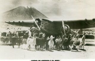 Airline Issued Postcard - Panagra (usa) Ford Trimotor At Arequipa Peru