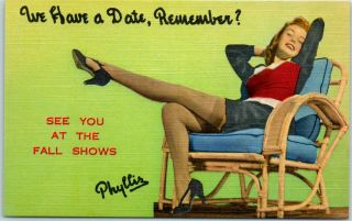 1940s Linen Advertising Postcard Phyllis Shoe Company Lowell Mass.