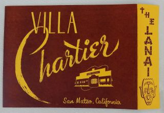 Villa Chartier " The Lanai " San Mateo,  Calif. ,  Photo Folder Tiki