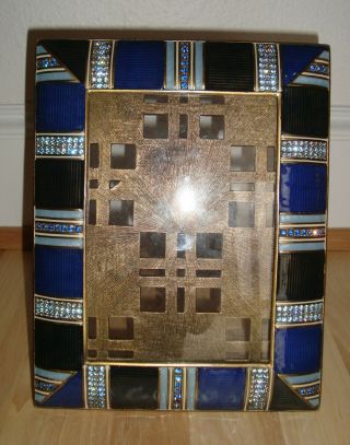 Jay Strongwater Picture Frame 5x7 " Photo Lapis Blue Art Deco Egyptian Revival