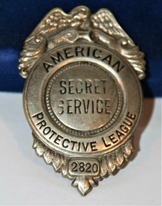 American Protective League Secret Service Police Badge Shield Railroad Authentic 2