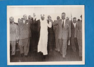 Vintage Photo Meeting President Nasser Egypt Shukry Syria King Saoud Arabia 1956