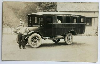 Ca 1920 Pa Rppc Real Photo Postcard Milroy Bus Line Pennsylvania Wh Conway Coach