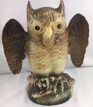 Vintage Great Horned Owl TV Lamp Mid Century Kron Texas Light Electric USA MCM 2