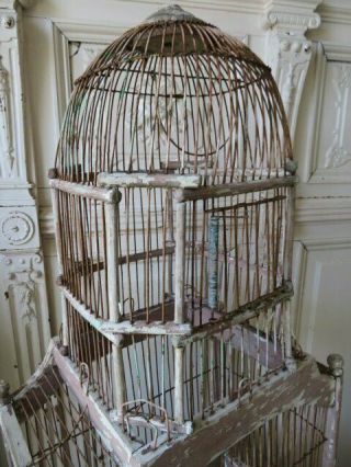 OMG Old Vintage Large Wood Metal Wire Chippy PINK BIRDCAGE Dome Top 29 