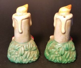 VINTAGE CHRISTMAS HOLIDAY CANDLES HOLLY SALT AND PEPPER SHAKERS JAPAN 50s 3
