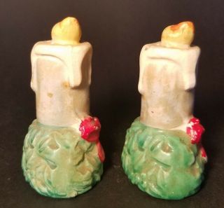 VINTAGE CHRISTMAS HOLIDAY CANDLES HOLLY SALT AND PEPPER SHAKERS JAPAN 50s 4