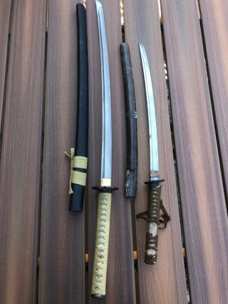 Samurai Sword Set,  One Antique,  One - Antique Is Interesting