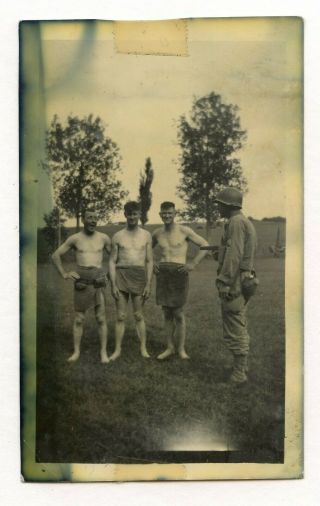 13 Vintage Photo Nude Towel Soldiers Men Round Up Snapshot Gay