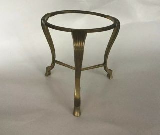 Vintage Solid Brass Stand Sphere Orb Crystal Candle Holder 4” 2