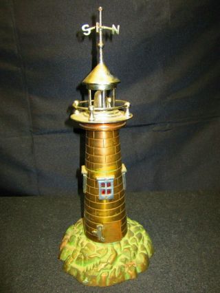 Vintage - Brass - 15 1/2 " - Lighthouse Lamp - H.  E.  Bodmer S.  F.  -