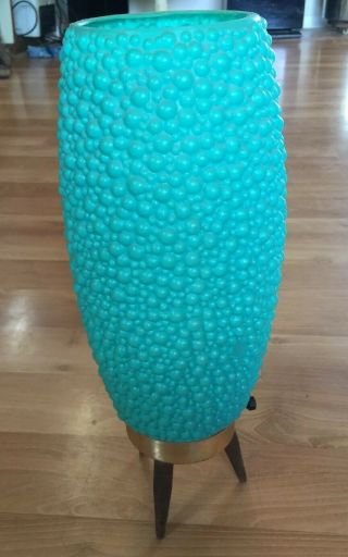 Turquoise Mid Century Modern Atomic Bubble Plastic Table Lamp Beehive