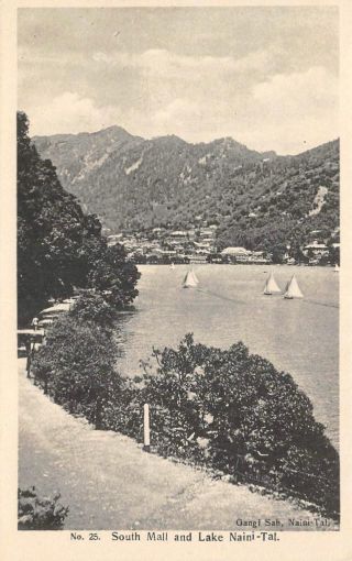 South Mall,  Lake Naini - Tal,  Gangi Sah Uttarakhand,  India C1910s Vintage Postcard