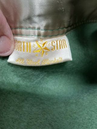 Vintage Green North Star All Wool Blanket Satin Trim 72 " X 91 "