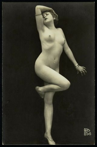 1910 French Real Photo Postcard Nude Girl Posing Perfect Beauty