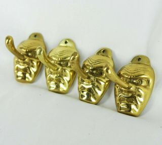 Vintage Brass Wall Hooks Japan Hat Key Man Face Long Nose 2.  5 Inch Set Of 4