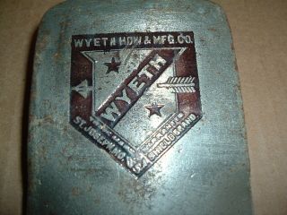 Axe Head - Wyeth Hdw & Mfg Co Embossed St Joseph Mo S.  A.  Shield Brand