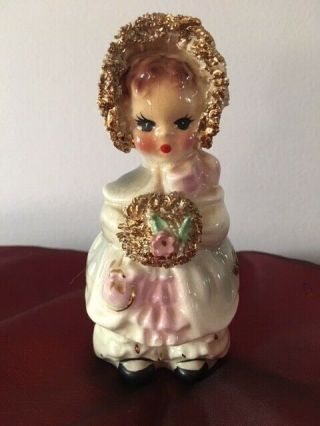 Vintage Josef Originals 5 " Figurine Girl In Bonnet 53