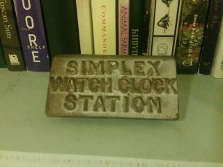 Vintage Iron Simplex Watch Clock Station With Key Watchman
