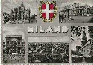 Milano Italy Collage Of 5 Views Vintage Real Photo Postcard