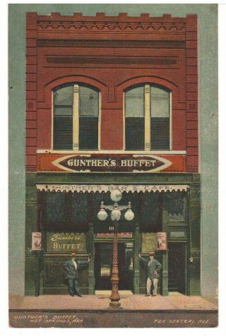 Ca 1910s Hot Springs Arkansas Gunther’s Buffet Printed Photo Postcard