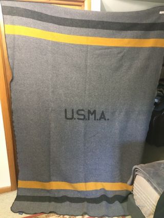 Usma West Point Cadet Army Military Grey Black Gold 100 Wool Blanket 60x90