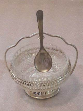 Vintage Mayell Queen Anne Silver Plated Jam Sugar Dish & Spoon