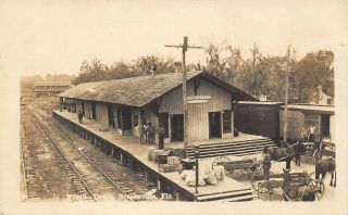 Fl - 1914 Very Rare Atlantic Coast Line Railroad Depot At Brooksville,  Fla