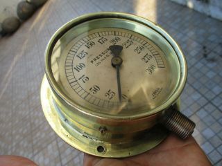 Vintage in Brass Old Ship Pressure Central Gauge Steam England Manometer LBS 5