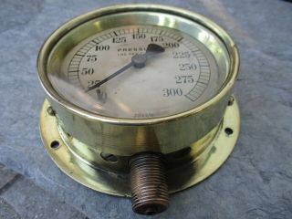 Vintage in Brass Old Ship Pressure Central Gauge Steam England Manometer LBS 8