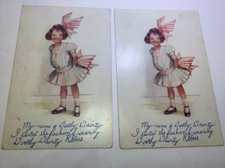 Vintage Postcard Advertising Dorothy Dainty Ribbons,  2 Identical,  1 Posted 1908